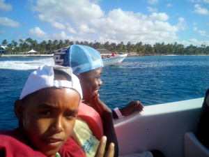 two of the children riding with me on the boat on our way to Isla Saona
