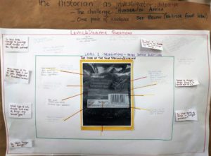 Lincoln's history class' interactive wall. Students generate questions based on a primary document.